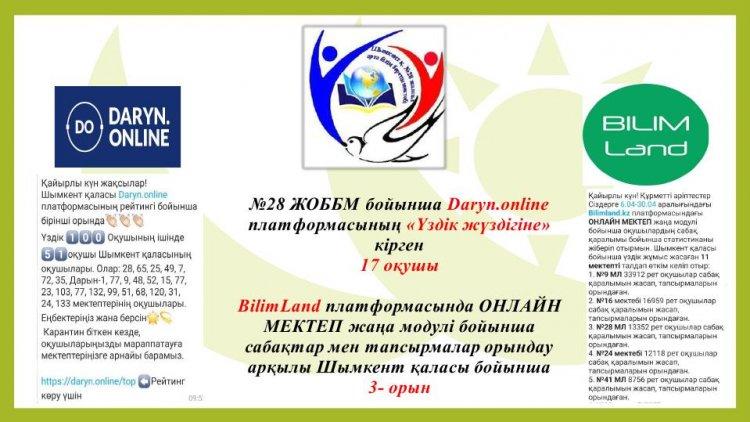 Daryn.online nлатформасында 17 оқушымыз «Үздік жүздікке» кіріп